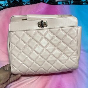 Badgley Mischka Blush Quilted Clutch